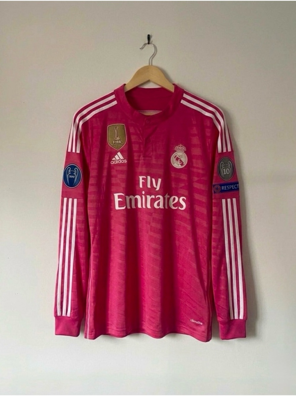 Chicharito #14 14/15 Real Madrid Long Sleeve Away Pink Jersey  Size Medium - Picture 2 of 2